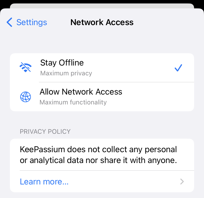 Network access setting
