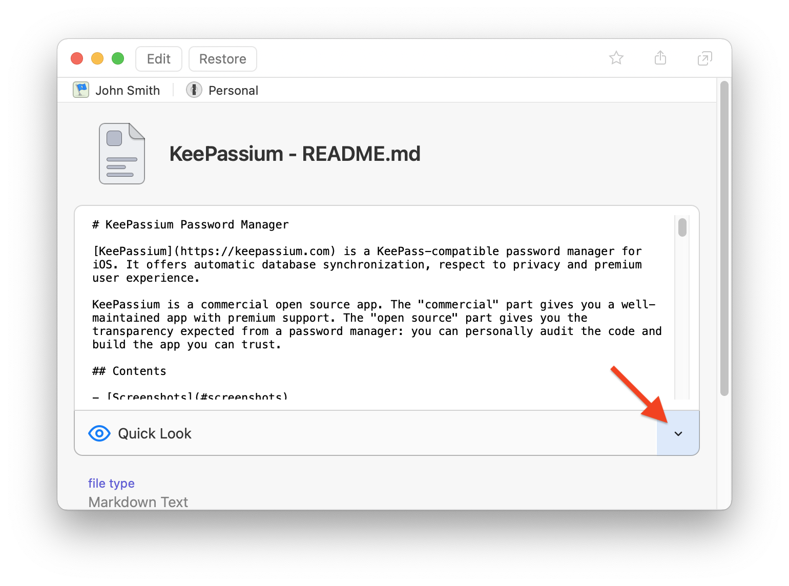 Extract file from 1Password