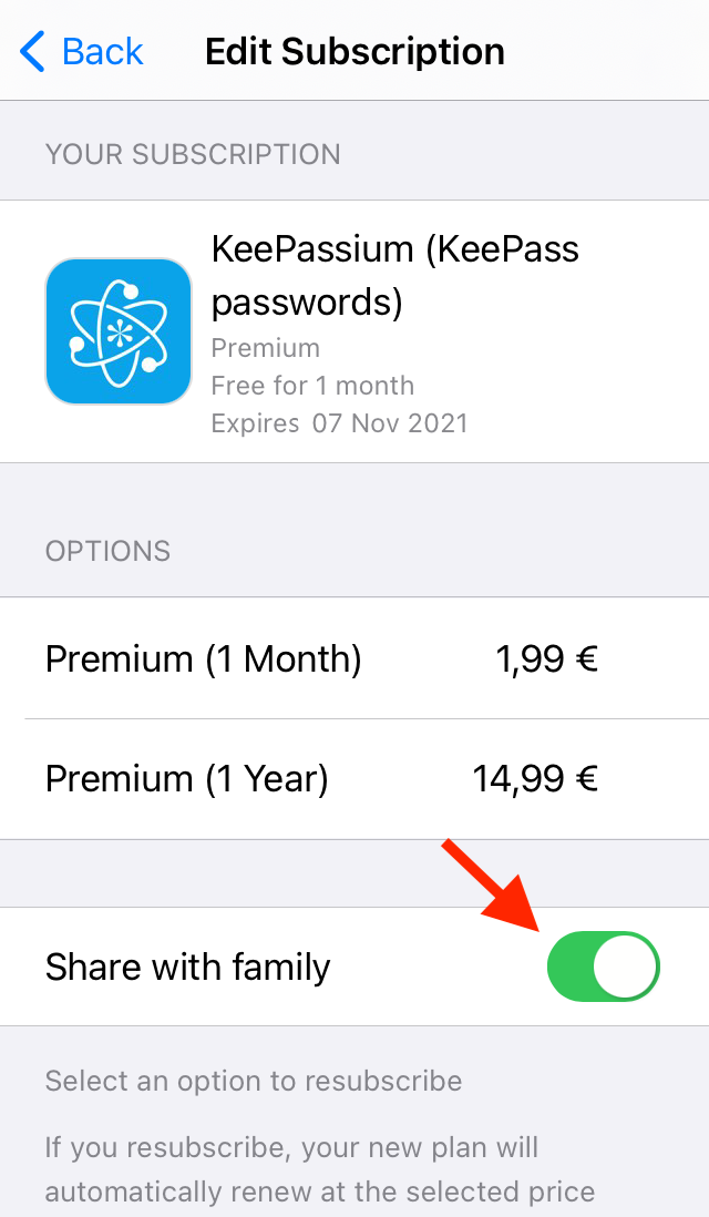 Turn on Family Sharing for your Premium subscription