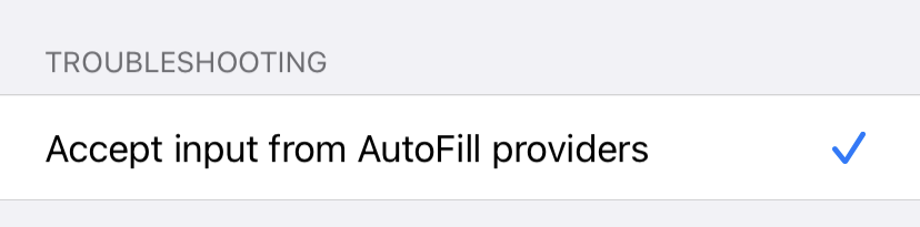 Screenshot: Accept input from AutoFill providers