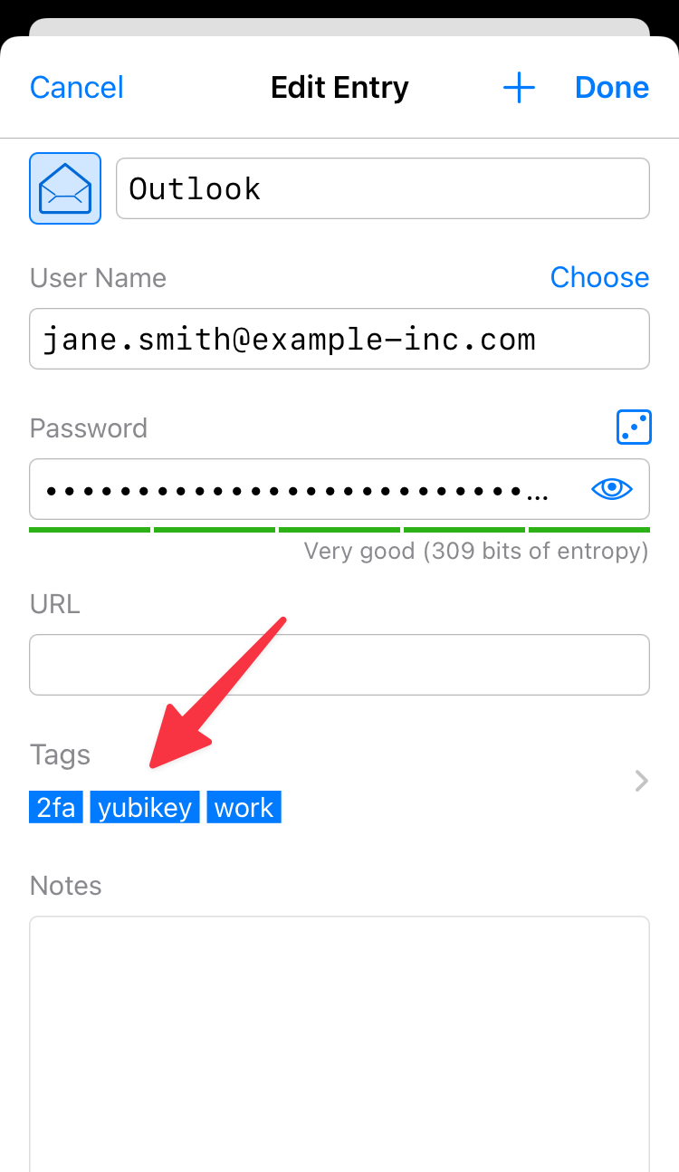 Tags in entry editor