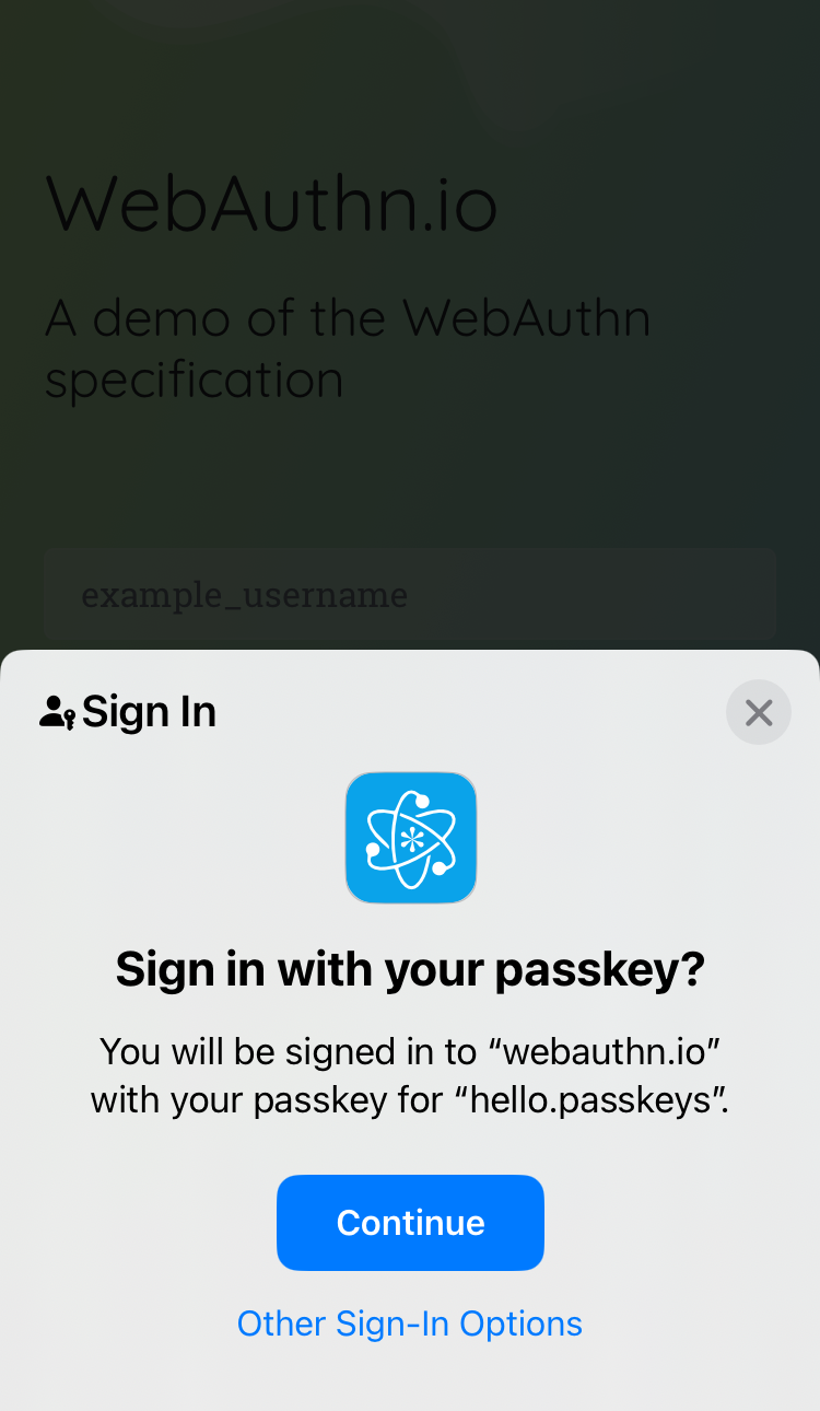 Sign in with your passkey